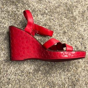 red coach wedge heels